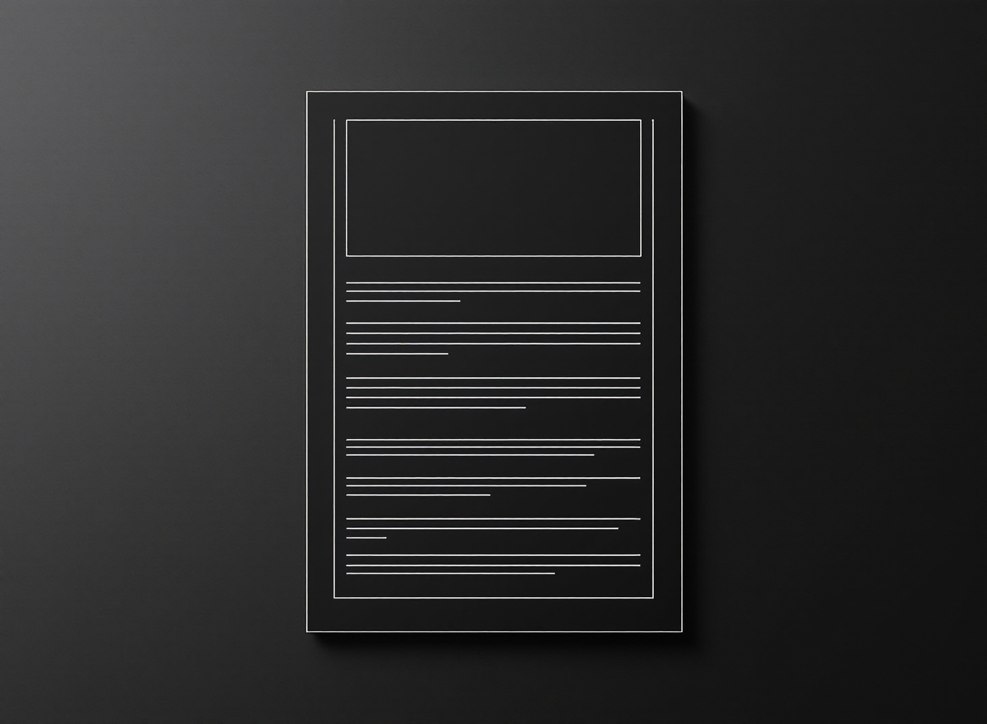 Matching photograph reduced to thin outline frames and ruled lines, representing the same page stripped to bare text and structure.